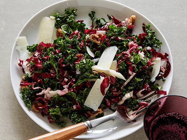 Guy Fieri puts together a tasty salad packed with nutritious kale, radicchio, walnuts and Pecorino Romano cheese. Outrageous!